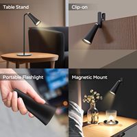 Lampe de bureau LED modulaire écologique 4-en-1, magnétique, détachable, tactile, à intensité variable, sans fil, avec pince pour chambre à coucher et lecture murale