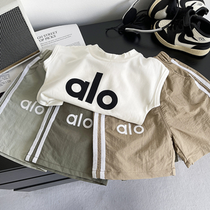 Conjunto de Camiseta sin Mangas y Pantalones Cortos de Estilo Coreano, Tejido Informal con Dibujos Animados, para Niños y Niñas - Product Image 1