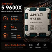 Processeur de bureau AMD Ryzen 5 9600X AM5 Zen5 6 cœurs 12 threads 3,9 GHz de base 5,4 GHz en boost DDR5 en stock