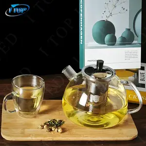 Chất lượng tốt nhất tay thổi thủy tinh ấm trà hoa trà cao thủy tinh borosilicate ấm trà với Glass Infuser