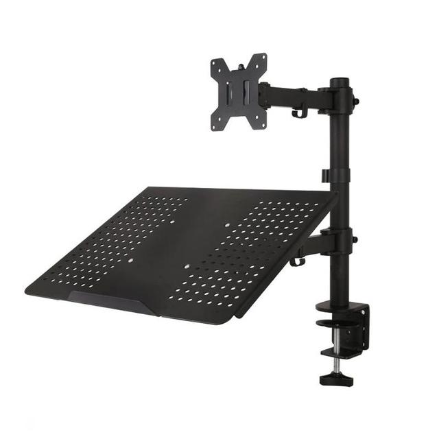 PM-MM10 Flexible Adjustable No Punching Monitor and Laptop Stand Dual Monitor Mount for Office Use