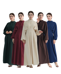 Modest Elegant Graceful Turkey Abaya Solid Color <strong>Dress</strong> Bubble Sleeves Robe <strong>Custom</strong> Woman Clothing for Women L255 - Product Image 1