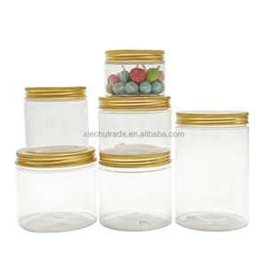 Custom Label Clear PET Container for Chocolate Cake Nuts Cookies Mason 8oz Plastic Jar with Aluminium Lid