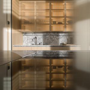 Mobili da cucina moderni in legno massello set di mobili da cucina in legno componibile da parete in marmo controsoffitto armadio da cucina - Product Image 5