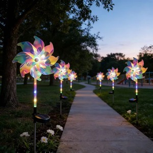Lampe <span class=keywords><strong>solaire</strong></span> LED extérieure étanche RGB multicolore en forme <span class=keywords><strong>de</strong></span> <span class=keywords><strong>moulin</strong></span> à vent pour pelouse, parc, allée, portail, sécurité, aménagement paysager et événements - Product Image 5