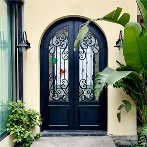 Portail de villa haut de gamme en aluminium moulé sur mesure, design embossé antivol, compatible avec la serrure intelligente, porte d'entrée premium - Product Image 2