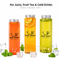 Bouteille de jus carrée en PET transparent avec logo personnalisé, 300 ml, 400 ml, 500 ml, avec couvercle en aluminium, bouteille en plastique pour boisson au lait ou au thé