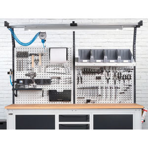 Panel de portaherramientas perforado Fami Work Look, gris, con agujero cuadrado de 10x10, 1438x304mm - Product Image 3