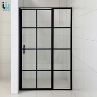 Porte de douche à charnière Twowinco, une seule porte, avec cadre noir mat, poignée lisse et dimensions variées, différents motifs, porte de douche en verre.