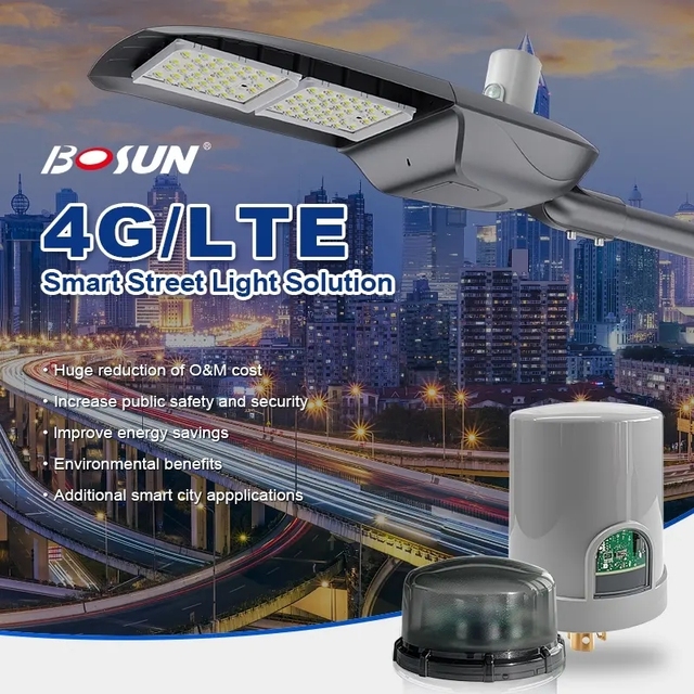BOSUN 4G/LTE NEMA IOT Solution Wireless Control IP65 Outdoor Light Remote Control Smart Street Lighting System
