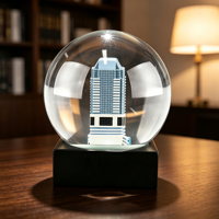 Globe de neige en résine cristalline, modèle de gratte-ciel, boule d'eau en verre, décoration de bureau, souvenir de voyage, mini-bâtiment, ornement de table, cadeau