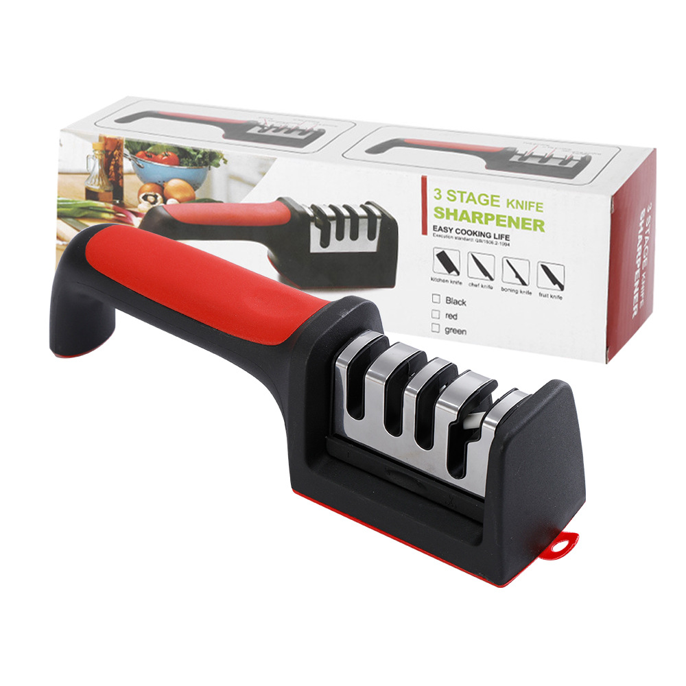 4 in 1 Multifunction Knife Sharpener Non-Slip Kitchen Utensil Manual Knife Sharpeners with Non-slip Base
