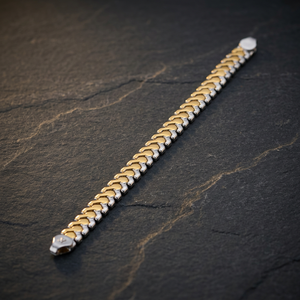 925 Sterling Silver Two Tone Gold Plated V Shape Link Chain Bracelet Stylish Modern Hand Chain Jewelry <b>Men</b> Wholesale Gift - Product Image 1