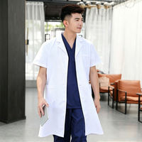 Blouse médicale blanche pour médecin, en polycoton, à boutons-pression, manches longues, col à revers, poches latérales, certifiée CE, pour hôpital, OEM
