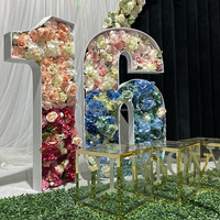 Lettres florales lisses en soie, lettres recouvertes de fleurs artificielles, décoration florale pour mariage et fête