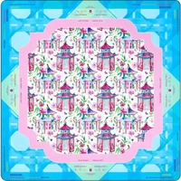 Alas Mahjong Amerika 31.5"x31.5", Motif Taman Pagoda Chinoiserie, Anti-Selip Peredam Kebisingan, Kemasan Gulung Tanpa Lipatan, Pengiriman Cepat