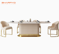 Table à manger ovale en pierre frittée de luxe moderne, mobilier haut de gamme durable, table et chaises pour hôtels et restaurants