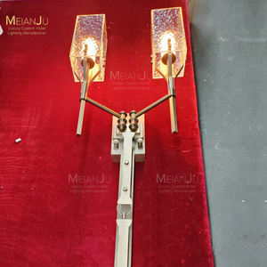 Interior Hotel dormitorio sala de estar decoración iluminación <span class=keywords><strong>LED</strong></span> aplique de pared lámpara <span class=keywords><strong>con</strong></span> textura cristal cuerpo de acero inoxidable luz de pared - Product Image 3