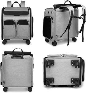 กระเป๋าเป้สะพายหลังสำหรับสัตว์เลี้ยงแบบมีล้อ  สองในหนึ่งเดียว  ระบายอากาศได้ดี  ถอดล้อได้  ได้รับการรับรองจากสายการบิน  สำหรับสุนัขและแมว - Product Image 5