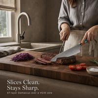 Ensemble de couteaux Santoku en acier Damas 9 pièces pour chef professionnel, outils de cuisine multifonctionnels en résine, vente en gros pour la cuisine à domicile