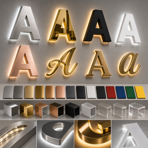 Insegna a canale retroilluminata personalizzata in metallo, resistente alle intemperie, certificata UL, con supporti a distanza per imprenditori edili - Product Image 5