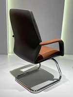 Chaise ergonomique empilable à dossier moyen pour visiteurs et bureau à domicile, en cuir PU résistant aux rayures, mousse haute résilience, finition polie, directement de l'usine