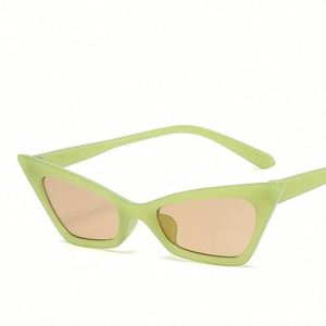 Lunettes de soleil pour femmes tendance rétro jaune vert 2022, lunettes de soleil de couleur bonbon, petite monture, œil de chat, pour femme - Product Image 5