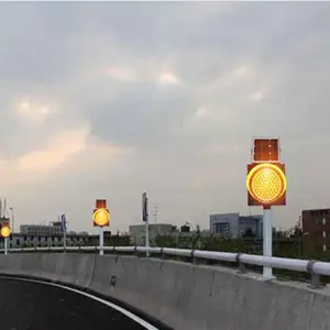 Flasher isi ulang lampu peringatan lalu lintas jalan kuning tenaga surya led 300mm 12 inci