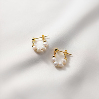 Boucles d'oreilles FUAMAY en argent sterling plaqué rhodium avec perles d'eau douce naturelles, ovales, véritables perles baroques blanches