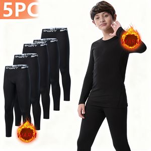 Ensemble de <span class=keywords><strong>sous</strong></span>-vêtements thermiques pour garçons de 5 pièces, doublure en polaire, chemise de compression, leggings, pantalon, couche de base pour enfants, temps froid - Product Image 1
