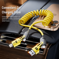Câble de charge rapide 4-en-1 à ressort 60W, multi-charge rapide et transfert de données, cordon de charge rétractable pour tous les téléphones - Offre Spéciale