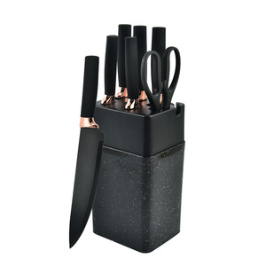 MANJIA, superventas, 7 Uds., tijeras <span class=keywords><strong>de</strong></span> <span class=keywords><strong>cocina</strong></span> <span class=keywords><strong>de</strong></span> acero inoxidable, <span class=keywords><strong>cuchillos</strong></span> <span class=keywords><strong>de</strong></span> Chef, <span class=keywords><strong>juego</strong></span> <span class=keywords><strong>de</strong></span> <span class=keywords><strong>cuchillos</strong></span> negros con soporte - Product Image 4