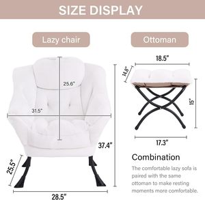 Đầy Đủ Màu Trắng thoải mái đọc sách ghế với footstool giọng phòng chờ sofa với tay vịn & túi bên cho phòng khách - Product Image 2