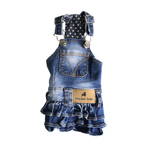 Fashion Sweet Puppy Cute Denim Jean Teddy Skirt Dresses Dog Dress Luxury <strong>Cat</strong> Boy Dress Pet Custom <strong>Clothes</strong> - Product Image 3