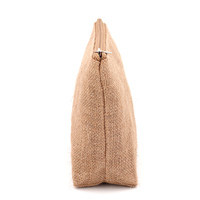 Populaire Eco naturel Jute Gunny cosmétique maquillage pochette sac à fermeture éclair avec étiquettes impression Logo personnalisé