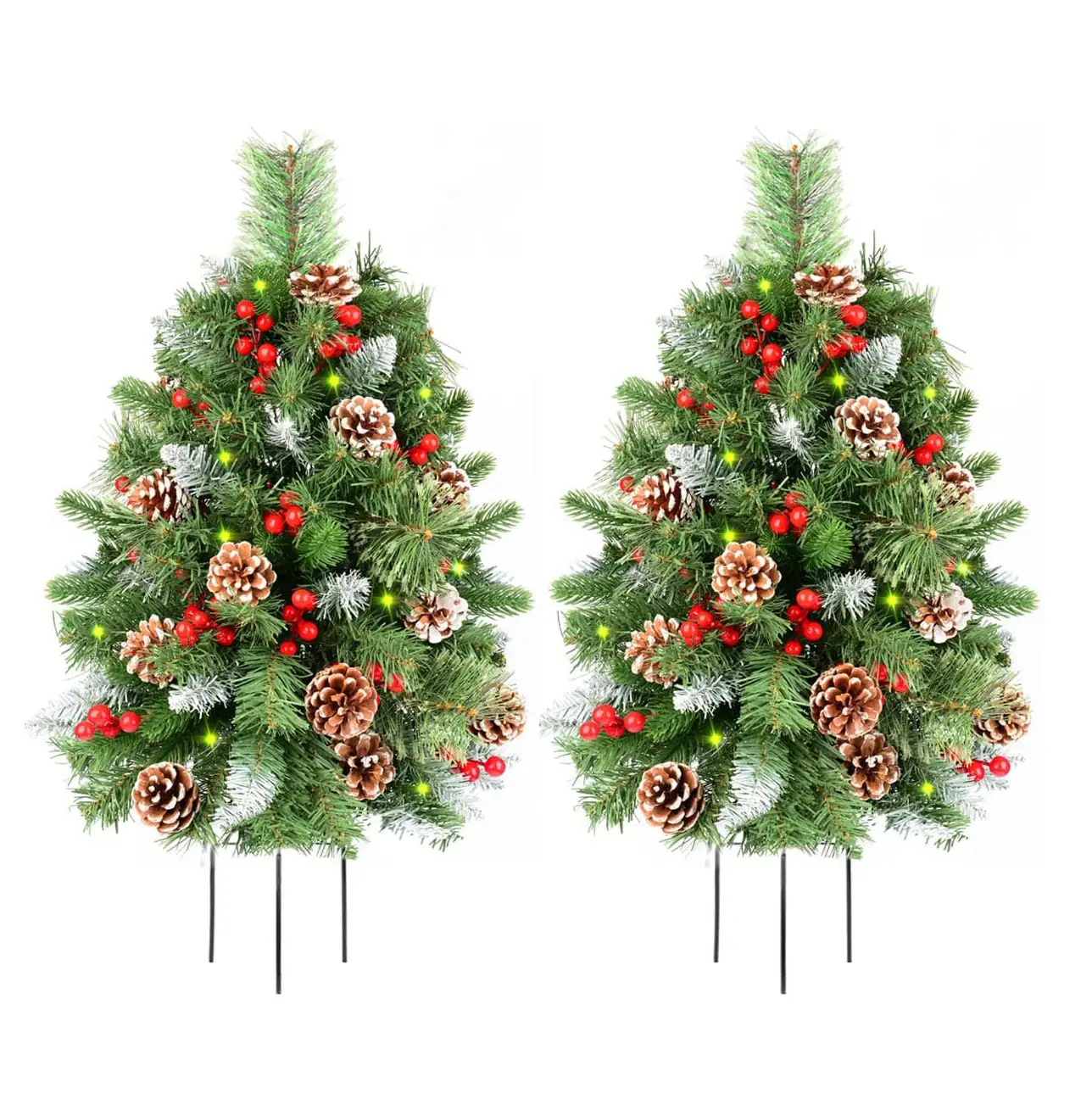 Pre lit Two sets artificial mini Christmas tree for front door decoration
