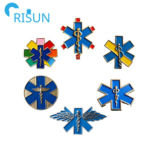 Épinglette de revers en émail en gros, étoile de la vie, <span class=keywords><strong>ambulance</strong></span>, infirmière, logo personnalisé, infirmière, médical, épingles en émail doux et dur colorées, broche - Product Image 1