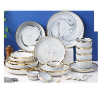 Vaisselle rustique quotidienne en céramique avec bordure dorée en marbre nordique, porcelaine émaillée néo-zélandaise vs vaisselle en céramique