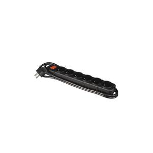 Perel ENCHUFE DE 6 VÍAS-SALIDA CON INTERRUPTOR Y PROTECCIÓN DE SOBRECARGA-NEGRO-ENCHUFE FRANCÉS - Product Image 1