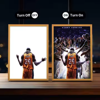 Lampu LED naik bingkai foto cermin bintang basket Super lampu samping tempat tidur hadiah terbaik untuk pacar laki-laki bingkai foto kayu