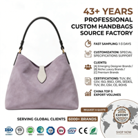 Lavendel Wildleder Slouchy Hobo Tasche mit Anpassbarem Weichem Schwarzem Riemen, Cremefarbene Tropfenform Schultertasche für Damen, OEM Maßanfertigung