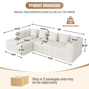 Sofá Inflable Convertible en Forma de L con Relleno de Esponja y Cubierta de Tela en Caja para Reventa en Línea - Product Image 6