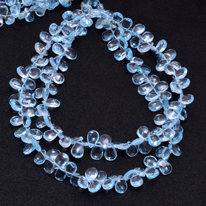 Perles de topaze bleu ciel AAA+ 7x5mm, forme poire, briolette, topaze naturelle fine, facettée, pierre semi-précieuse, perles en vrac pour la fabrication de bijoux - Product Image 3