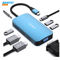 Station d'accueil BENFEI, Hub USB C 8-en-1 avec triple affichage double HD MI, VGA, 3*USB 3.0, alimentation 100W, audio AUX 3.5mm