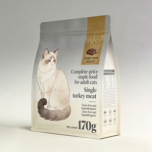 पुनर्जयोग्य एल्यूमीनियम पन्नी प्लास्टिक फ्लैट नीचे पालतू कुत्ते बिल्ली भोजन पैकेजिंग बैग जिपर के साथ बैग - Product Image 5