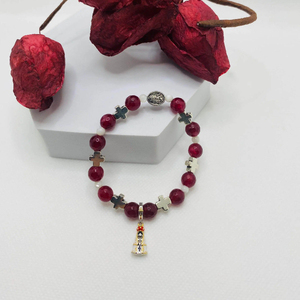 Bracelet extensible de prière en cornaline rouge de 8 mm avec pendentif croix de <span class=keywords><strong>Marie</strong></span> de Nazareth, cadeau de bijoux catholiques - Product Image 5