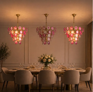 Luxury Pink Agate Sputnik Chandelier 8 Light Mid Century Modern Pendant Ceiling <b>Lamp</b> <b>for</b> Dining Room Kitchen <b>Bedroom</b> - Product Image 4