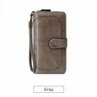 Dompet panjang wanita kulit asli baru murah desain vintage anti RFID, sampel gratis