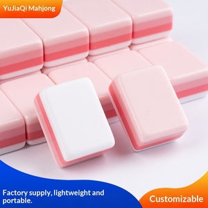 Mahjong américain <span class=keywords><strong>rose</strong></span> pâle, mini, portable, en acrylique à quatre couches, tuiles à manipuler à la main, en stock - Product Image 3