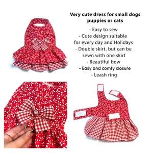 Harnais pour chiens et chats de petite et moyenne taille QQgift, robe de princesse moderne classique en coton floral de luxe pour l'été - Product Image 2